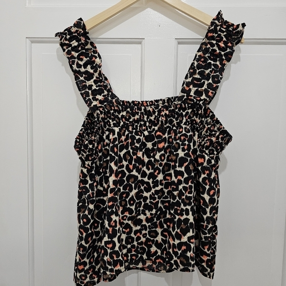 Who What Wear Leopard Print Ruffle Top Size XL - Picture 5 of 11